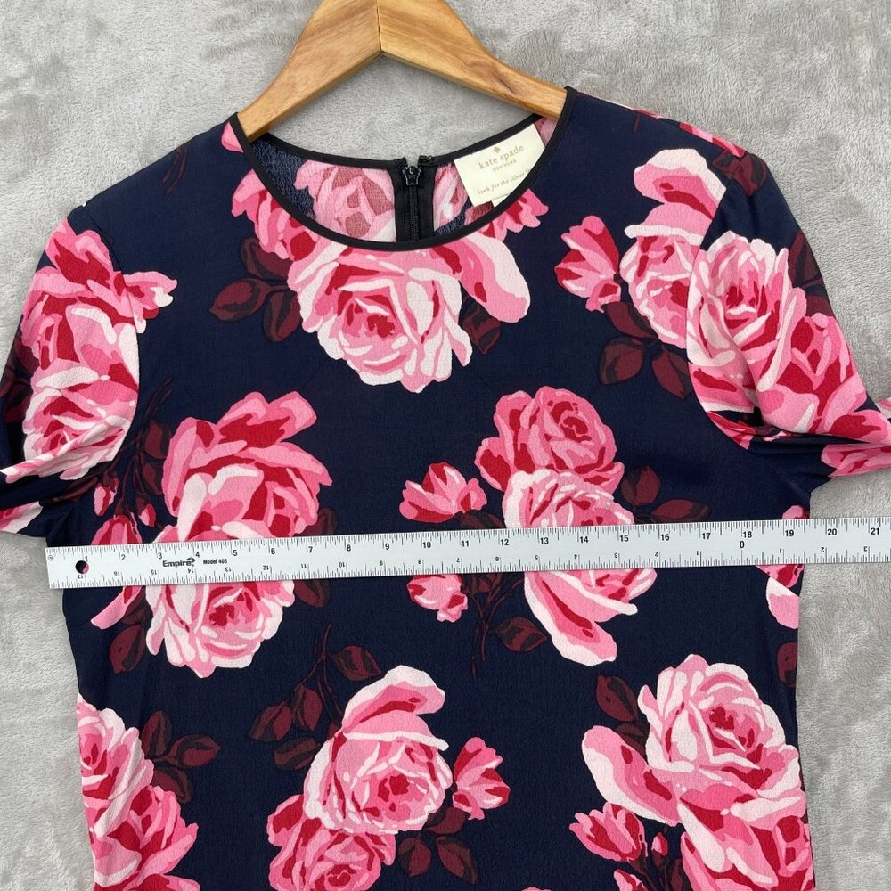 Kate Spade Rosa Dress 3/4 Sleeve Ruffle Tiered Rose Print Shift Dress - Picture 11 of 14